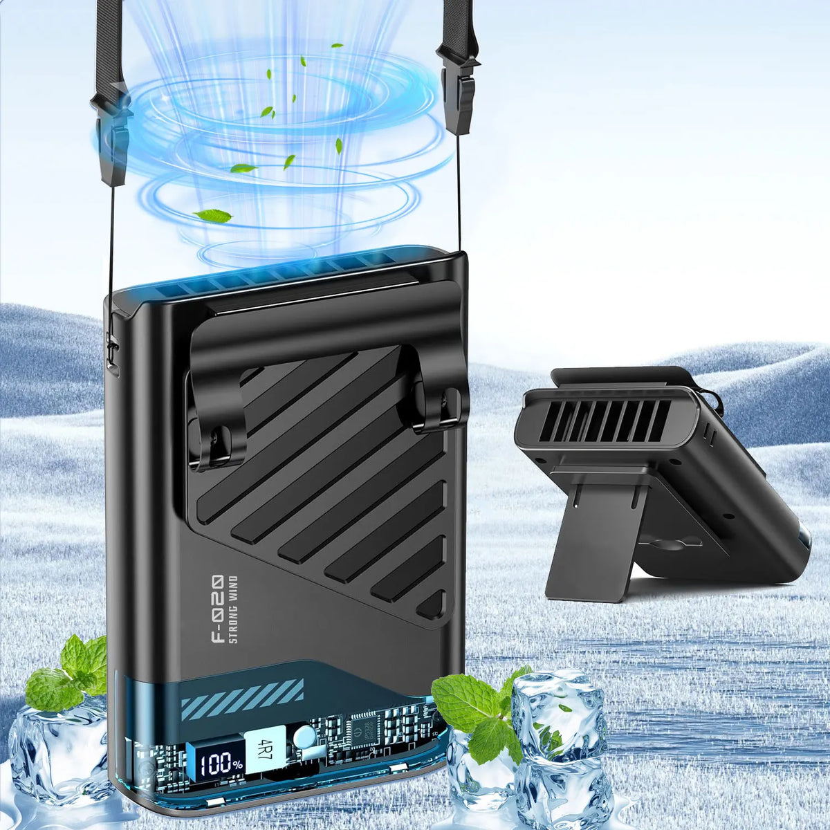 Portable Waist Fan with Belt Clip Light Weight  Neck Hanging Fan Suitable for Outdoor Travel of Office Desk