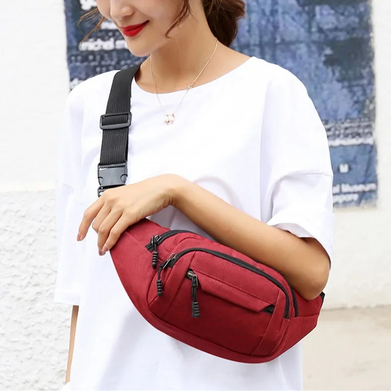 Fashion Men Women Waist Bag Casual Fanny Pack Purse Large Phone Belt Bag Pouch Canvas Outdoor Travel Phone Bag Banana Hip Bags