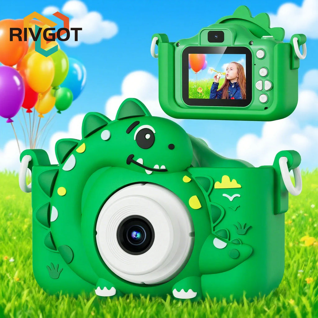 Kids Digital Camera with 32GB Card Dinosaur Mini Camera Toys 1080P HD Vlogging Photography Camera perfect for Christmas or Birthday Gifts