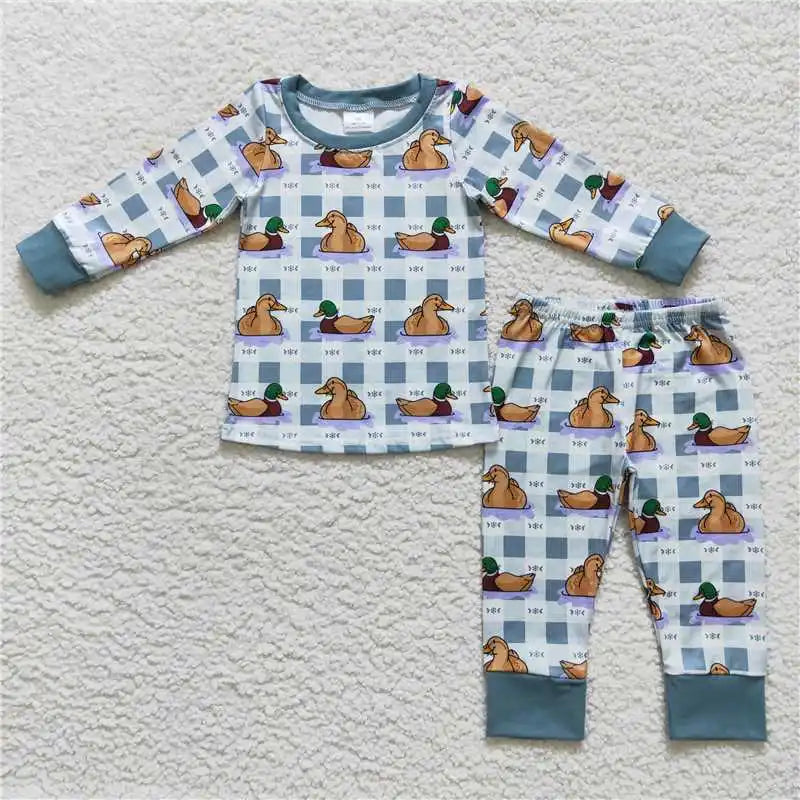 Bamboo Baby Boy/Toddler Long Sleeves Pullover Shirts Pants Set Pajamas Fall Outfit Sleepwear