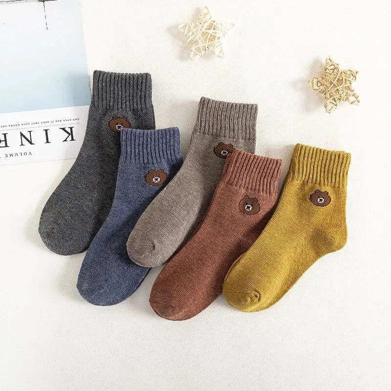 5Pairs/Lot Cartoon or Stripe Kids Socks. Girls/Boys Cotton Spring Autumn Toddler Knitted Children Socks For 1-8Years