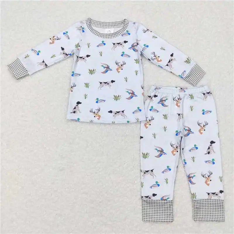 Bamboo Baby Boy/Toddler Long Sleeves Pullover Shirts Pants Set Pajamas Fall Outfit Sleepwear