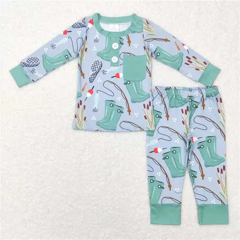 Bamboo Baby Boy/Toddler Long Sleeves Pullover Shirts Pants Set Pajamas Fall Outfit Sleepwear