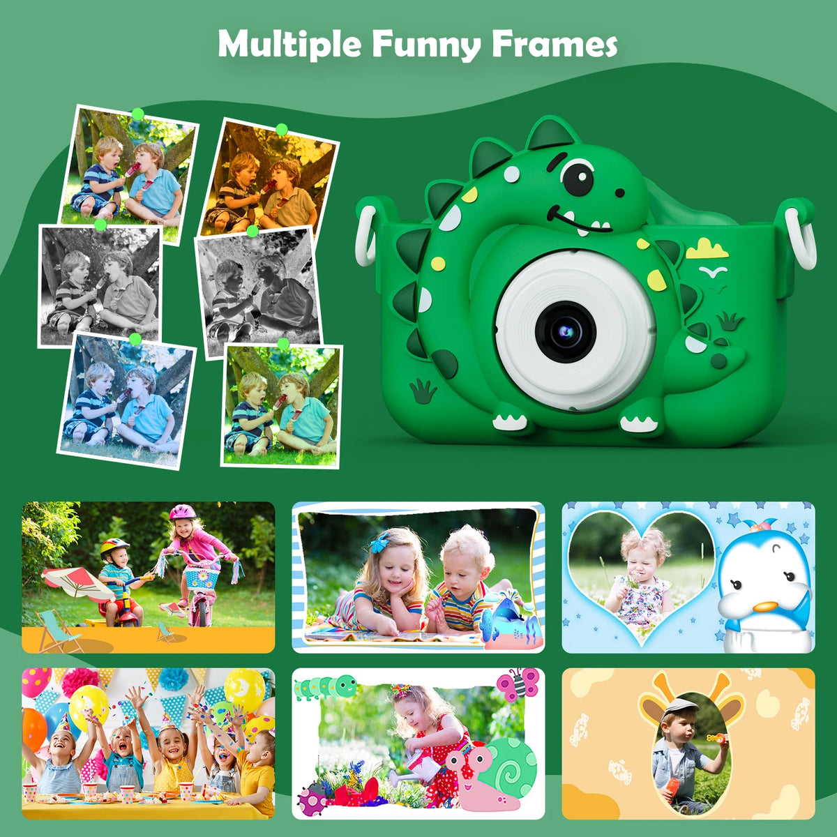 Kids Digital Camera with 32GB Card Dinosaur Mini Camera Toys 1080P HD Vlogging Photography Camera perfect for Christmas or Birthday Gifts