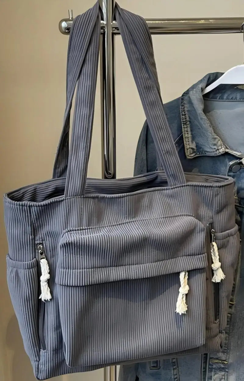 Homefish Travel Master Corduroy Shoulder Bag Casual Solid Color with Multiple Pocket Tote Bag For Women