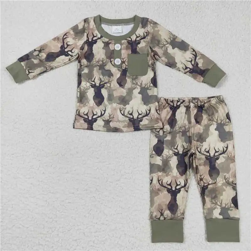 Bamboo Baby Boy/Toddler Long Sleeves Pullover Shirts Pants Set Pajamas Fall Outfit Sleepwear