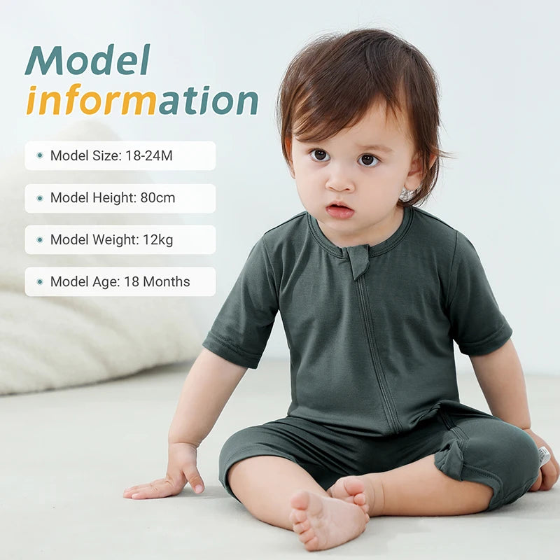 MICHLEY 2PCS Baby Romper Short Sleeve Summer Rompers Infant Toddler Bamboo Soft Outfits Jumpsuits For Girls or Boys 0-24 Months