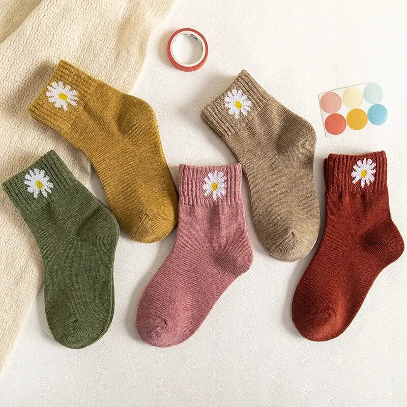 5Pairs/Lot Cartoon or Stripe Kids Socks. Girls/Boys Cotton Spring Autumn Toddler Knitted Children Socks For 1-8Years