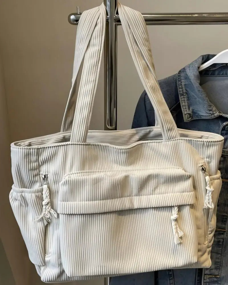 Homefish Travel Master Corduroy Shoulder Bag Casual Solid Color with Multiple Pocket Tote Bag For Women